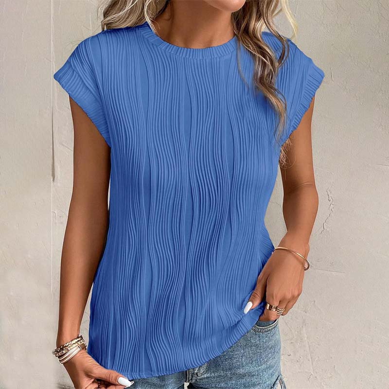 Round Neck Short Sleeve Textured T-Shirt