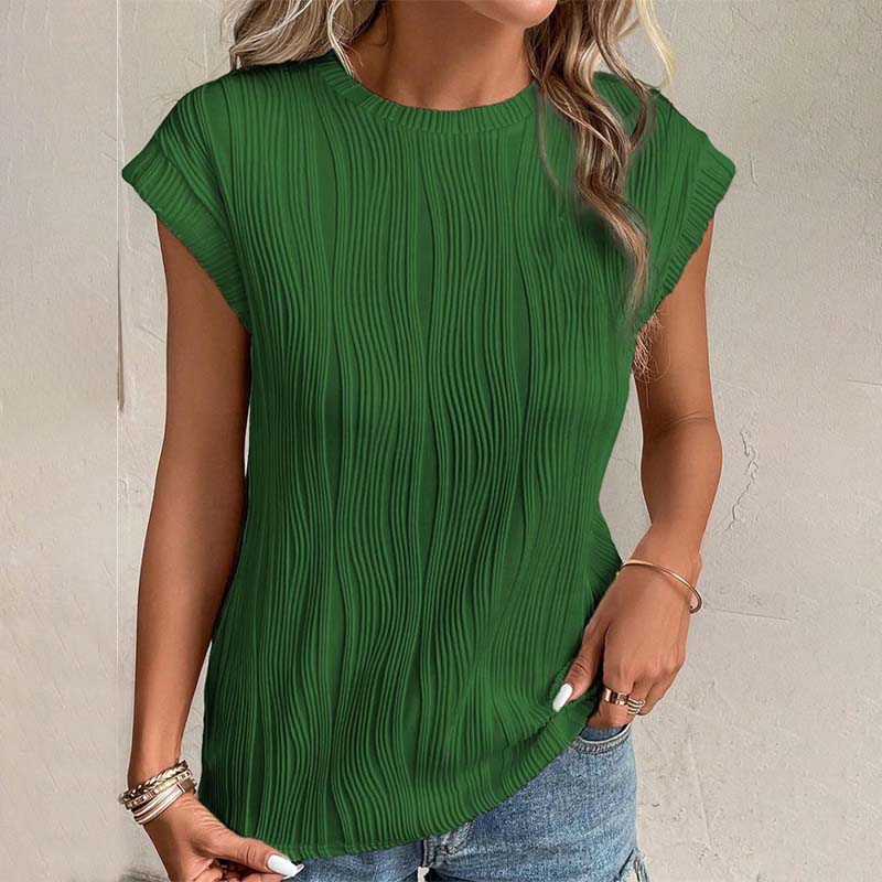 Round Neck Short Sleeve Textured T-Shirt