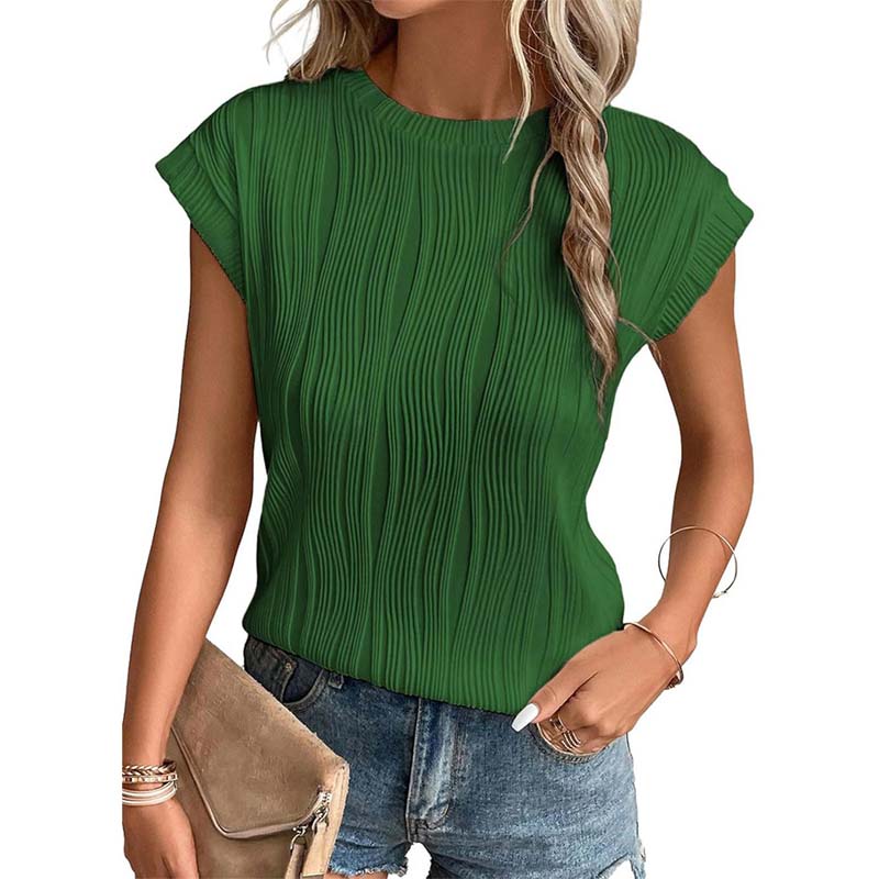 Round Neck Short Sleeve Textured T-Shirt
