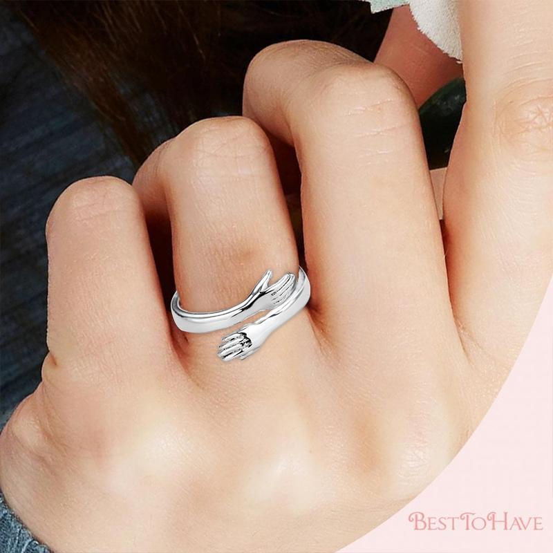 🤩To Granddaughter -925 Sterling Silver Hug Ring (Adjustable - One Size Fits All)💕