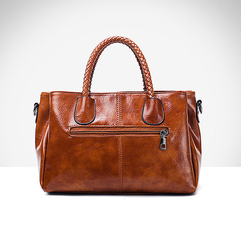 New oil wax leather handbags Boston soft leather big tote bag