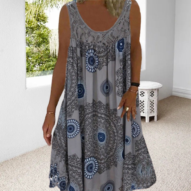 Women's Digital Printing Sexy Suspenders Loose Lace Casual Dress