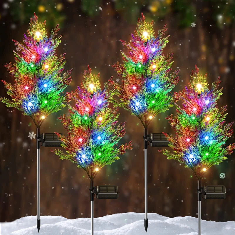 🎄Solar Christmas LED Colored Pine and Cypress Tree Light, 2 Pcs🌟