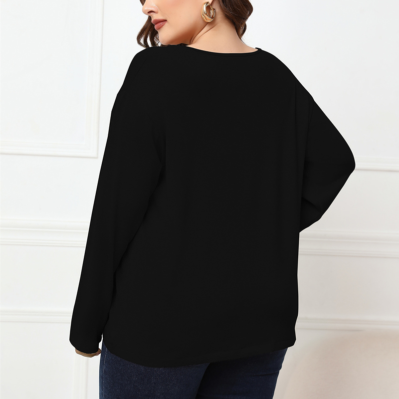 Plus Size Crossover Long Sleeve Top