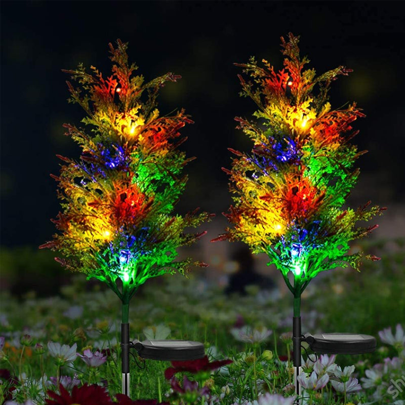 🎄Solar Christmas LED Colored Pine and Cypress Tree Light, 2 Pcs🌟