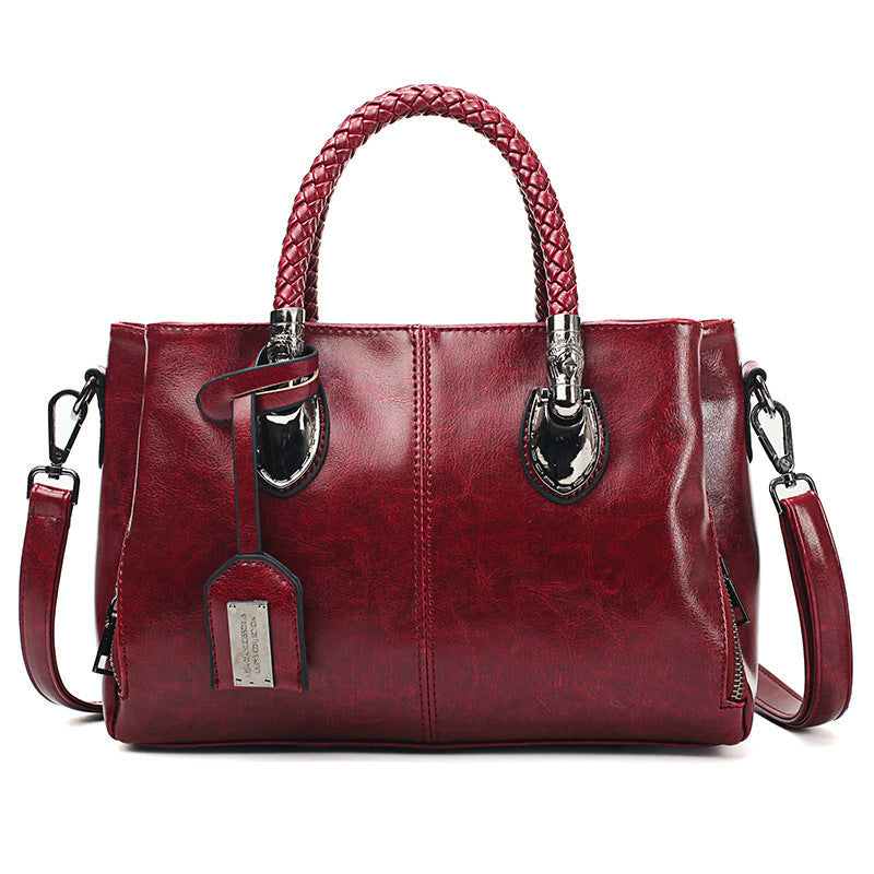 New oil wax leather handbags Boston soft leather big tote bag