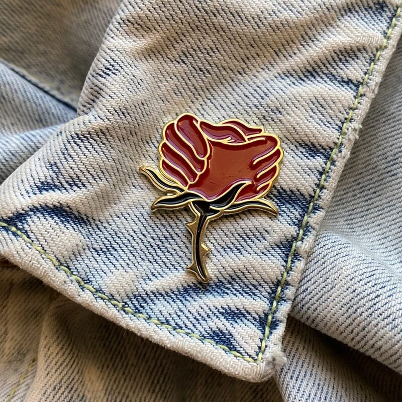 Rose Enamel Lapel Pin