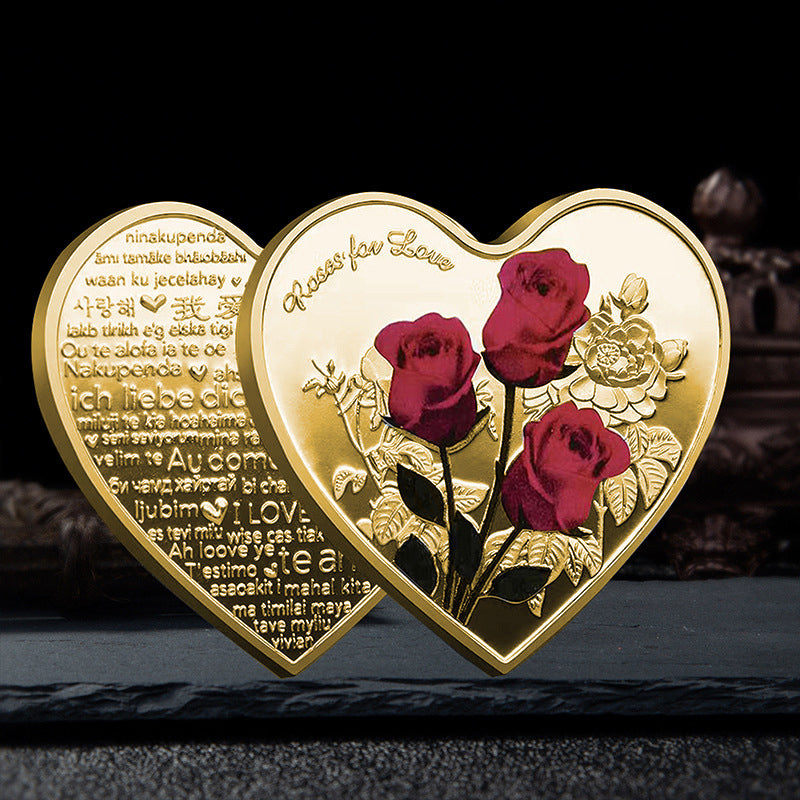 Rose Heart-Shaped Commemorative Coin