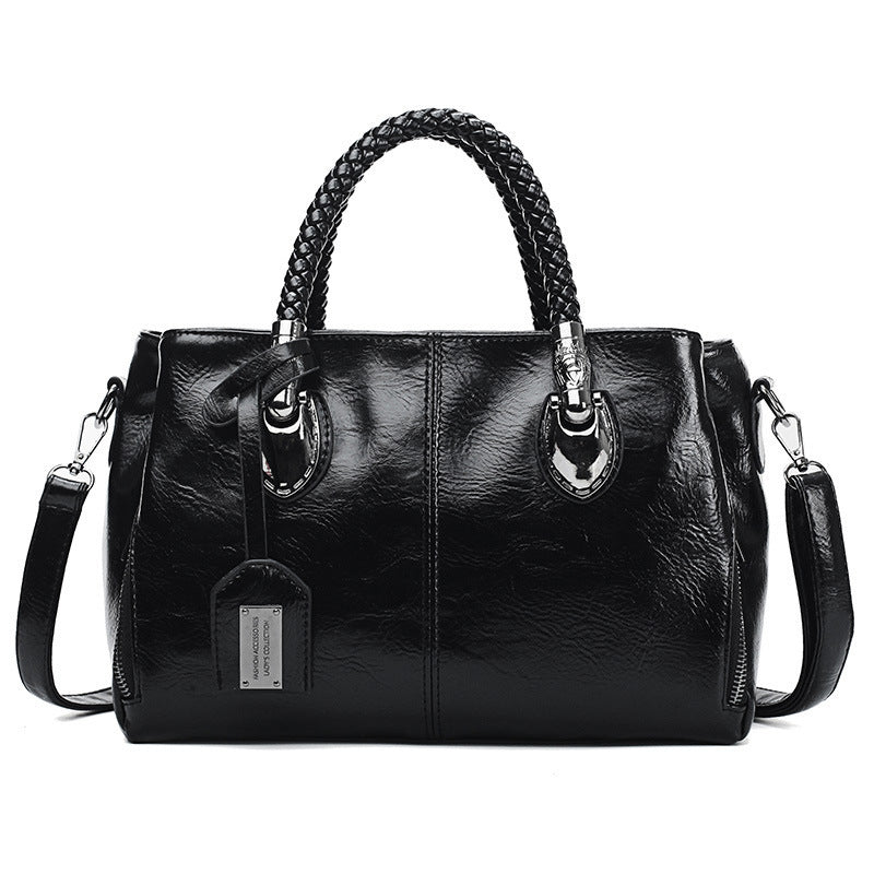 New oil wax leather handbags Boston soft leather big tote bag