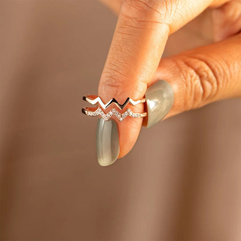 Double Diamond Wave Ring
