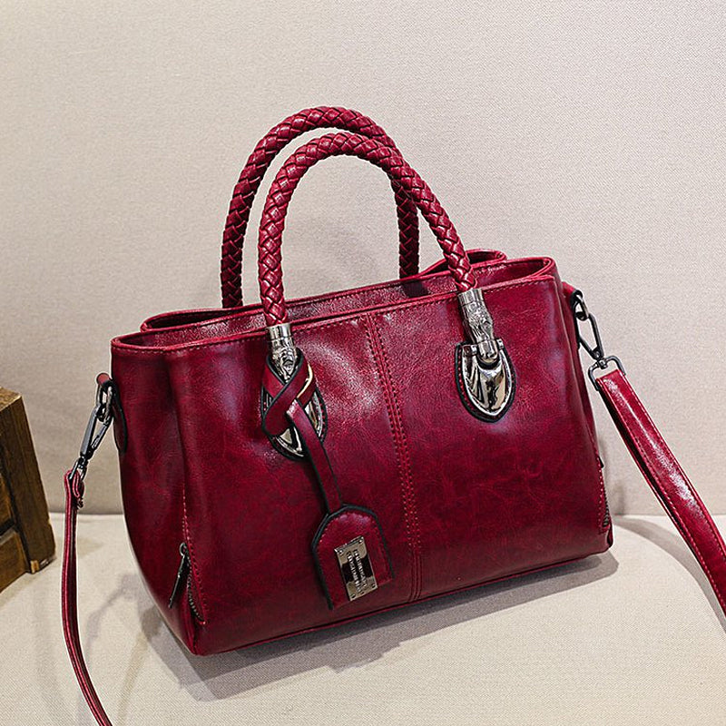 New oil wax leather handbags Boston soft leather big tote bag