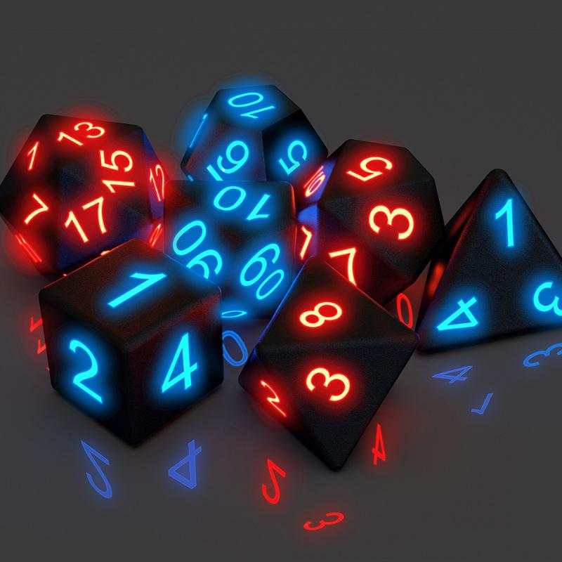 Polyhedral Glowing Game Dice Set (7 pcs)