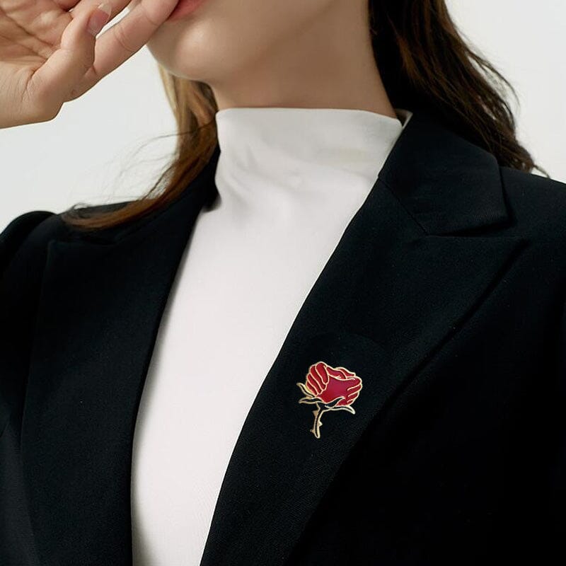 Rose Enamel Lapel Pin
