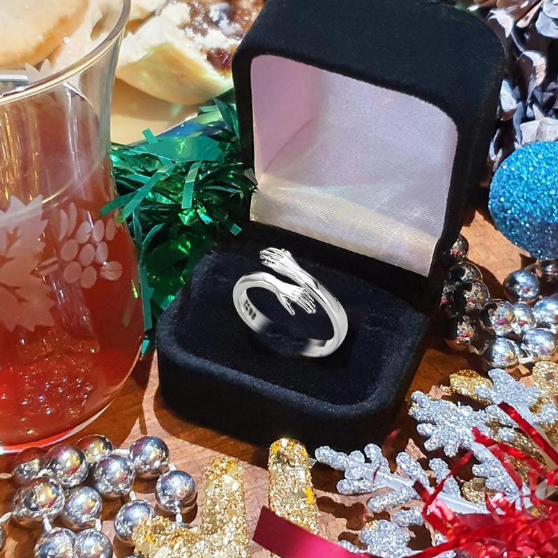 🤩To Granddaughter -925 Sterling Silver Hug Ring (Adjustable - One Size Fits All)💕
