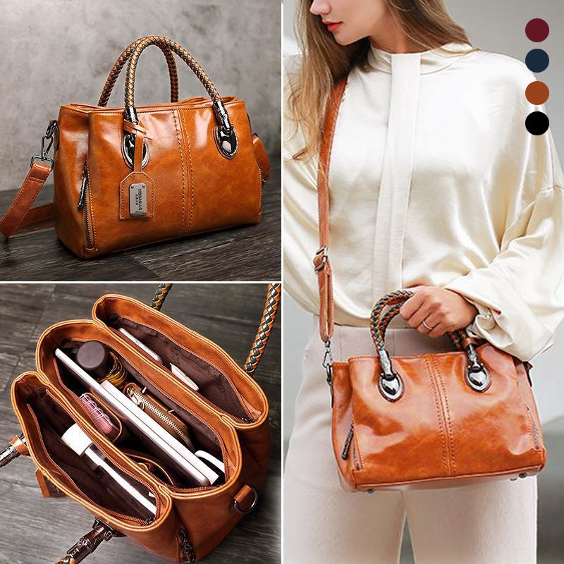 New oil wax leather handbags Boston soft leather big tote bag