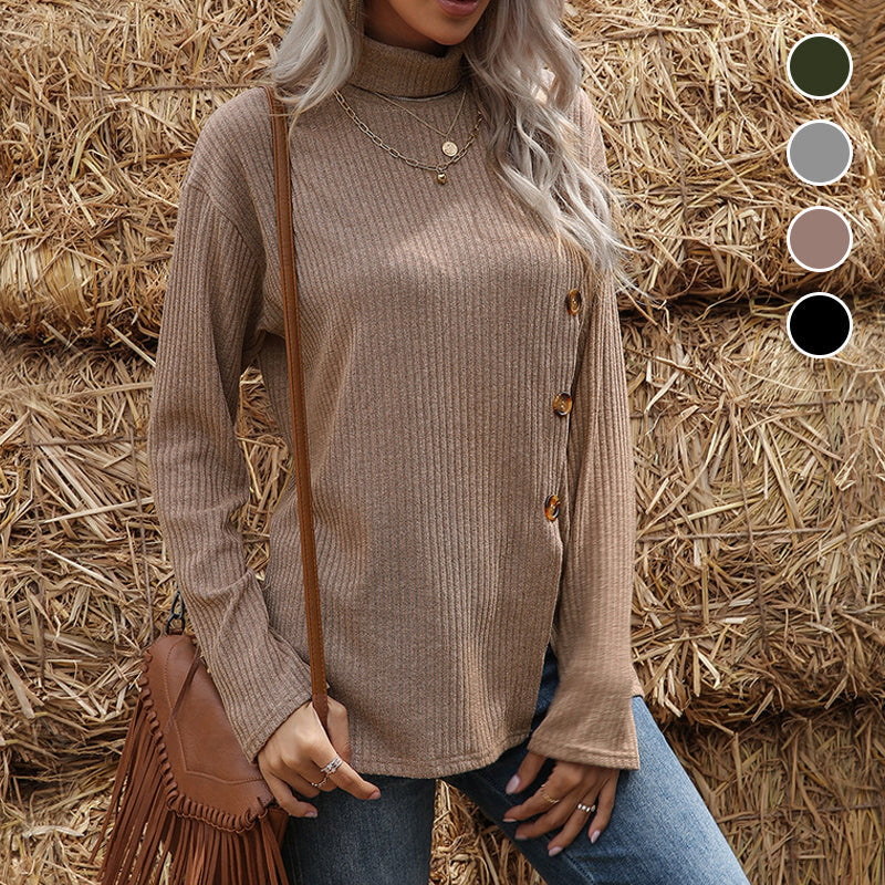 Button Slit Knit Tee