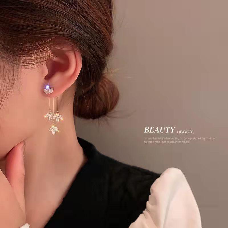 Crystal Maple Leaf Earrings