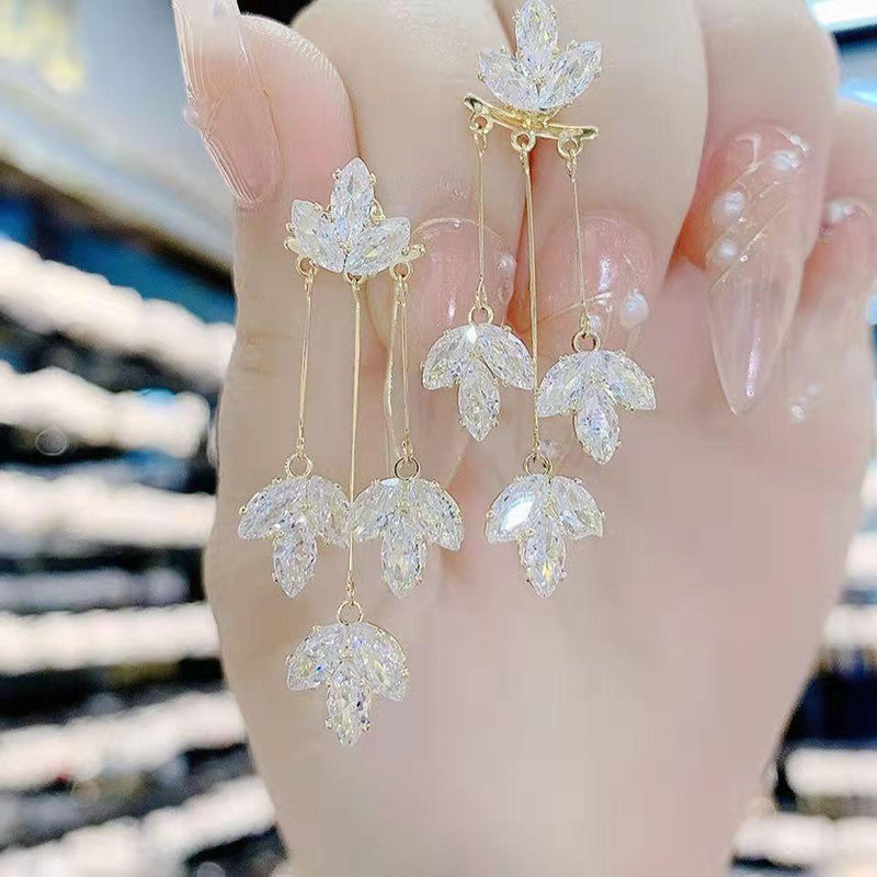 Crystal Maple Leaf Earrings