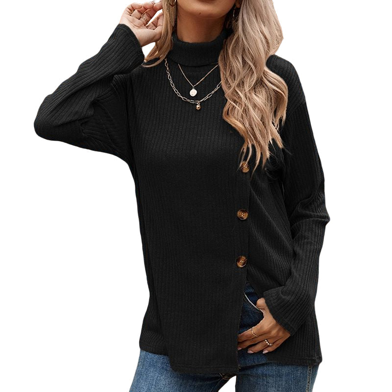 Button Slit Knit Tee
