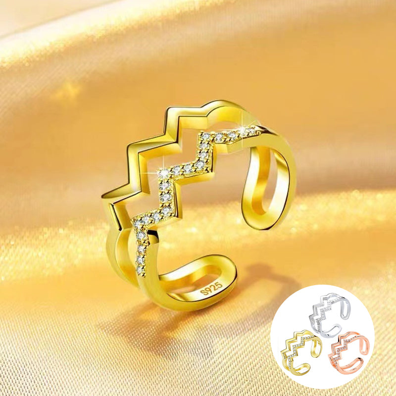 Double Diamond Wave Ring
